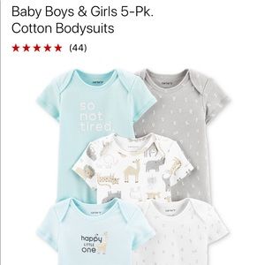 CARTER’S Baby Boys or Girls UNISEX Bodysuits 5pk